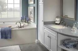 Gray Sink In The Bathroom Interior