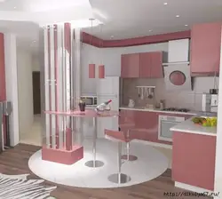 Pink kitchen living room design