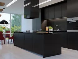 Black and brown kitchen interior