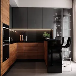 Black And Brown Kitchen Interior