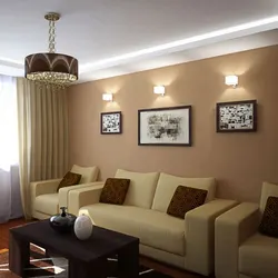 Living room interior beige dark