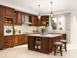 Solid oak kitchen in the interior