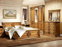 Solid wood furniture in the bedroom interior