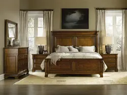 Solid wood furniture in the bedroom interior