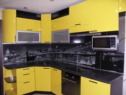 Kitchen photos in yellow and black
