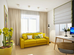 Yellow And White Living Room Interior