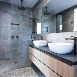 Concrete bathroom wall design