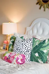 Decorative pillows in the bedroom interior