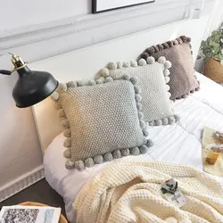 Decorative pillows in the bedroom interior