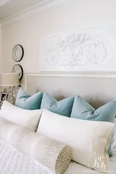 Decorative pillows in the bedroom interior