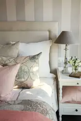 Decorative pillows in the bedroom interior