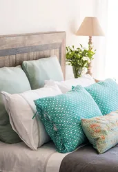 Decorative pillows in the bedroom interior