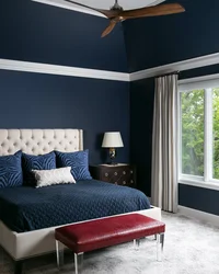 Indigo color in the bedroom interior