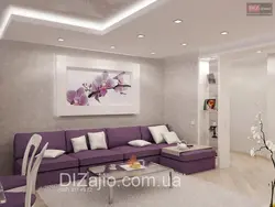 Boz Yasəmən Rəngində Qonaq Otağının Interyeri