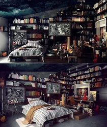Спальня с книгами дизайн