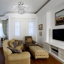 Chandeliers in a classic living room interior photo