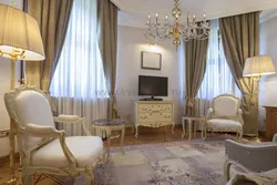 Chandeliers in a classic living room interior photo