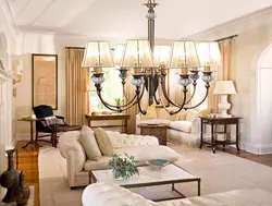 Chandeliers in a classic living room interior photo