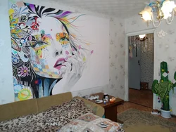 Design drawings in the apartment on the walls in