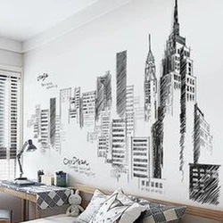 Design Drawings In The Apartment On The Walls In