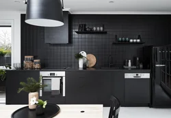 Kitchen design with black faucet