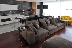 Kitchen With Brown Sofa Photo