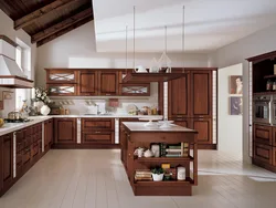 Kitchen design with wood furniture