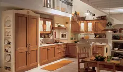 Kitchen design with wood furniture