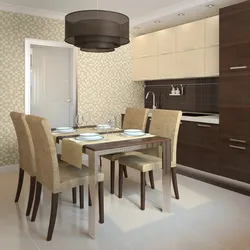 Kitchen design with brown table