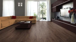 Qaranlıq laminat fotoşəkili olan qonaq otağı