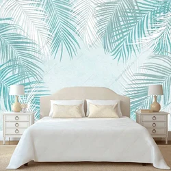 Photo wallpaper palm leaves in the bedroom interior