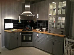 Ikea budbin gray kitchen in the interior
