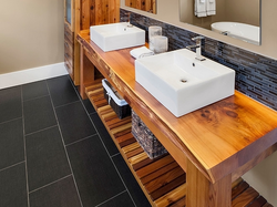Bathtubs with wooden countertop photo