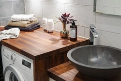 Тарҳи ванна бо countertop чӯбӣ