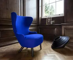 Blue chairs in the living room photo
