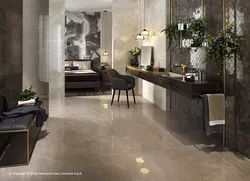 Qonaq otağı fotoşəkilində mərmər effektli çini plitələr