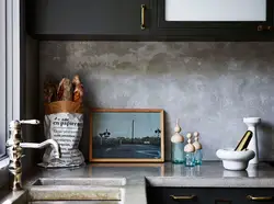 Gray plaster in the kitchen interior