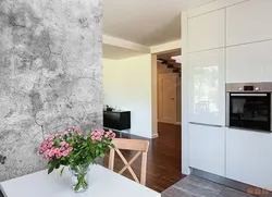 Gray plaster in the kitchen interior
