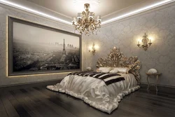 Bedroom design gray and gold