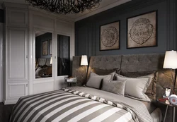 Bedroom design gray and gold