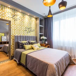 Bedroom design gray and gold