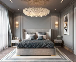 Bedroom design gray and gold