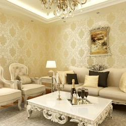 Wallpaper With Damask In The Living Room Interior