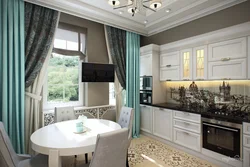 Kitchen interiors furniture curtains