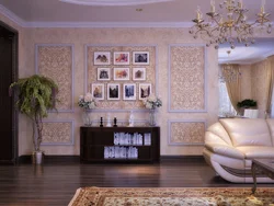 Wallpaper In A Frame On The Wall In The Interior Of The Living Room