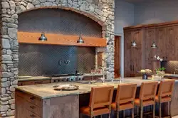 The Entire Kitchen Is Covered In Stone Wallpaper Photo