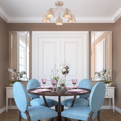 Chandelier in the kitchen in a classic interior