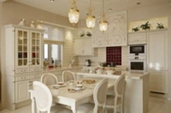 Chandelier in the kitchen in a classic interior