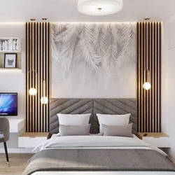 Slats in the living room interior with lighting