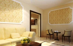 Wallpaper in frames in the living room interior photo